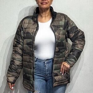 Columbia Green Camo Powder Lite Thermal Reflective Omni Heat Jacket Sz M